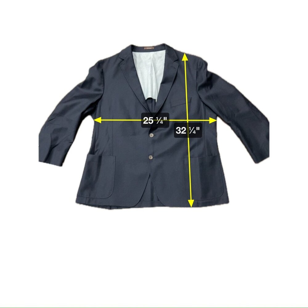 Peter Millar Mens Navy Wool Blazer Elbow Patches Button Closure Sz Large - Picture 8 of 9